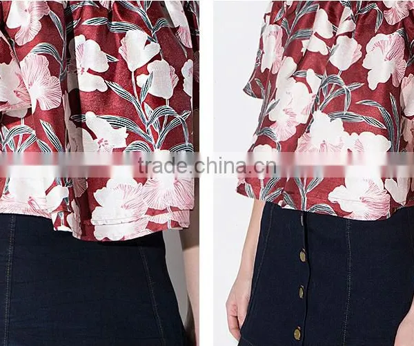 Women's Flower Print Short Sleeve Fashion Top T-shirt Blouses photo-6