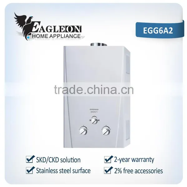 High Efficient 6L Stainless Steel Portable Instant Flue Type Gas Water Heater EGG6A2