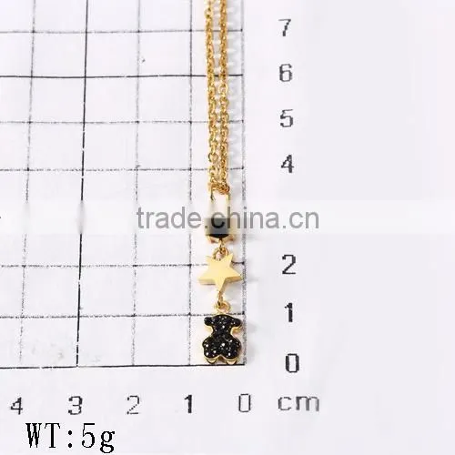 New Modern Model Delicate Design Black Bear Crystal Gold Chain Necklace for Christmas Gift photo-5