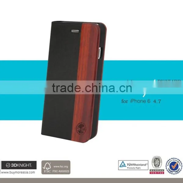 New Arrival High Quality PU Leather Cover for IPhone 6 Leather Flip Wallet Case Wood photo-2