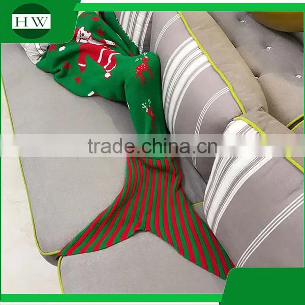 Christmas Gifts Custom Crochet Knitted Fleece Kids Children Baby Mermaid Blanket photo-3