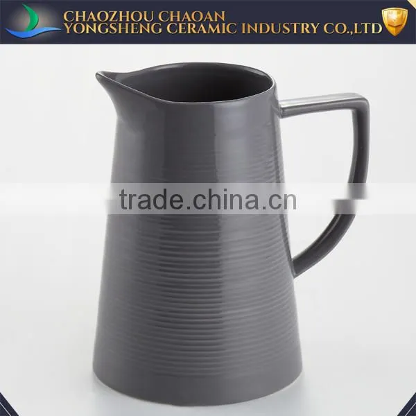 Cheap Black Glazed Stoneware Beer Pitcher With Stripe for Sale photo-3
