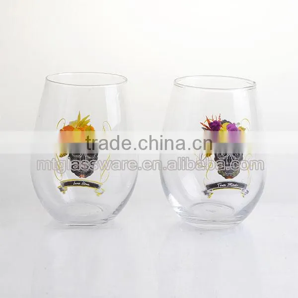 Halloween Pretty Skull Stemless Wine Glass Cup for Drinking photo-2