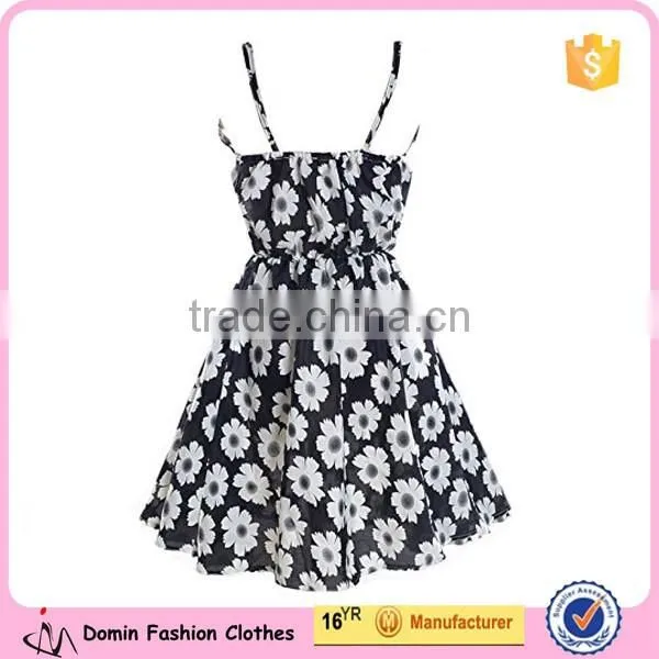2015 New Fashion Women's Sleeveless Sheer Printed Chiffon Mini Dress photo-2