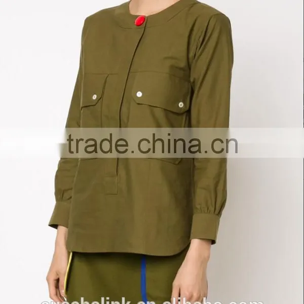 New Arrival Khaki Patch Pocket Fancy Casual Shirt OEM Service photo-2