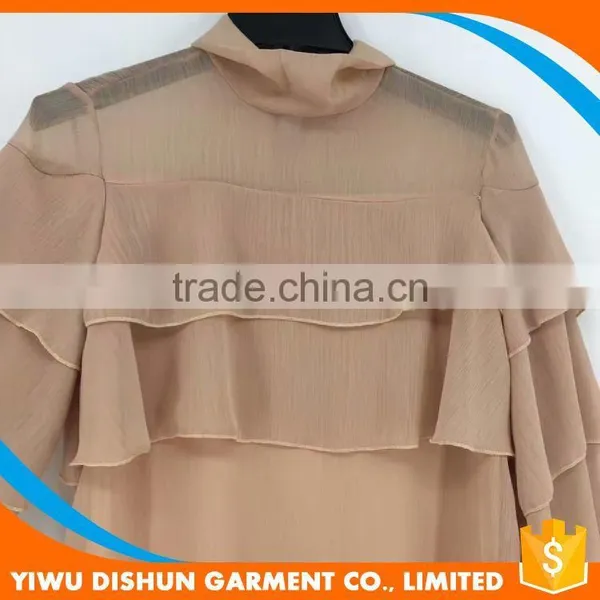 Women Latest Designs Good Quality Layered Prom Chiffon Pink Dress photo-3