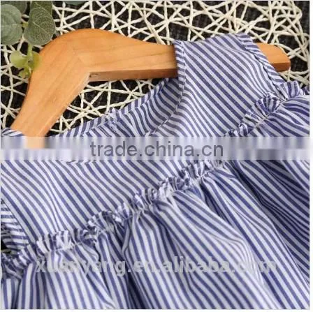 2017 Wholesale Lovely Sweet Liitle Girl Boutique Clothing Stripe off Shoulder New Design Children Summer Dress photo-3
