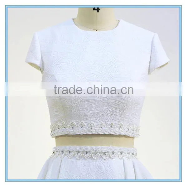 New Design Two Piece Front Short Back Long Trailing Wedding Dress photo-2