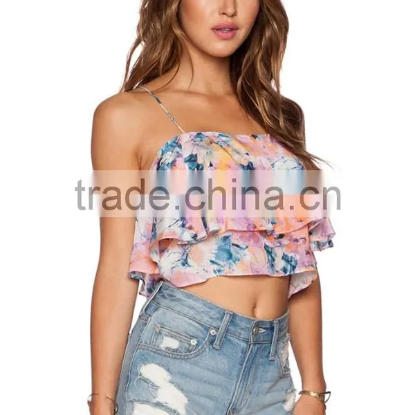 Colorful Printing Sexy Tank Top Ladies Printing Custom Crop Top photo-2