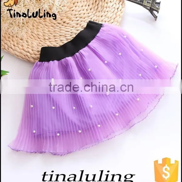 Girls Red Tutu Skirts With Pearl Children Black Elastic Band Mini Skirts photo-5