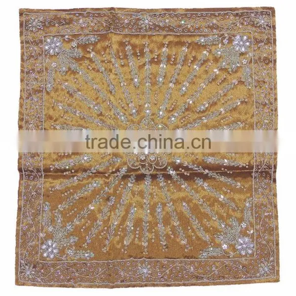 Amber Stylish Beaded Floor Pillow Cover - Handmade Unique Dazzling Euro Sham 24" photo-2