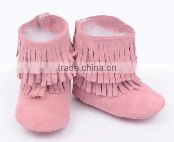 Fringed Genuine Leather Suede Baby Boots photo-2
