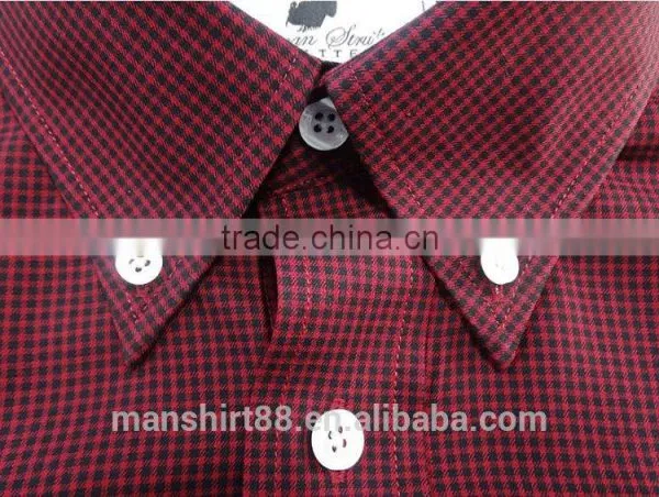 Button Down Collar Long Sleeve Gingham Causal Men Shirt 100% Cotton photo-4