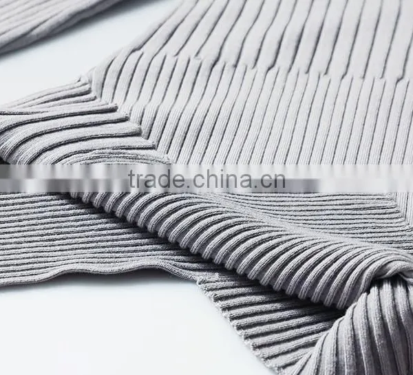 Womens Grey Cotton Knitted Pattern Long Sleeves Pullover Sweaters With Best Price photo-6
