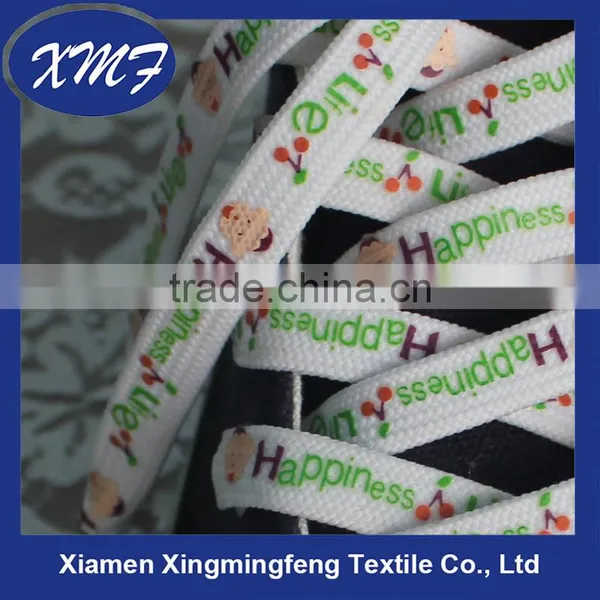 Flat Double Sides Cartoon Printed Shoelaces/silk Screen Printing Shoe Laces photo-3