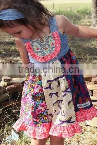 Summer 2017 Remake Cute Baby Girls Dress Multicolors Splicing Floral Clothing photo-3