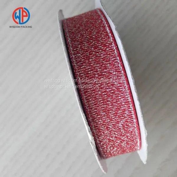 Wholesale Christmas Gift Wrap Decoration Woven Silk Glitter Metallic Ribbon photo-2