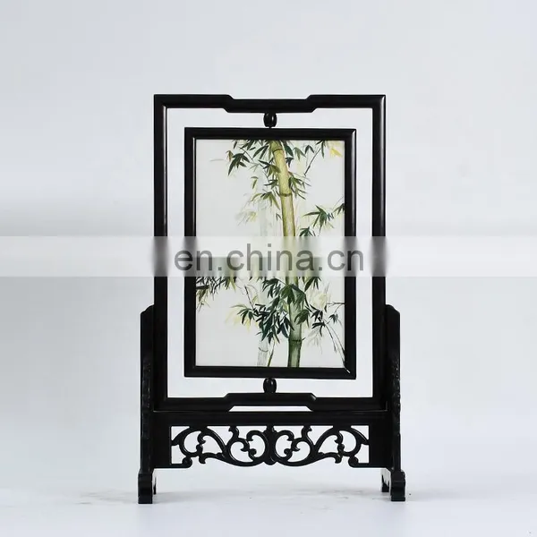 Chinese Style Craft Gift Square Screen Dual-faced Silk Embroidered Drawing Furnishing Ornaments With A Wooden Frame For Decoration photo-5