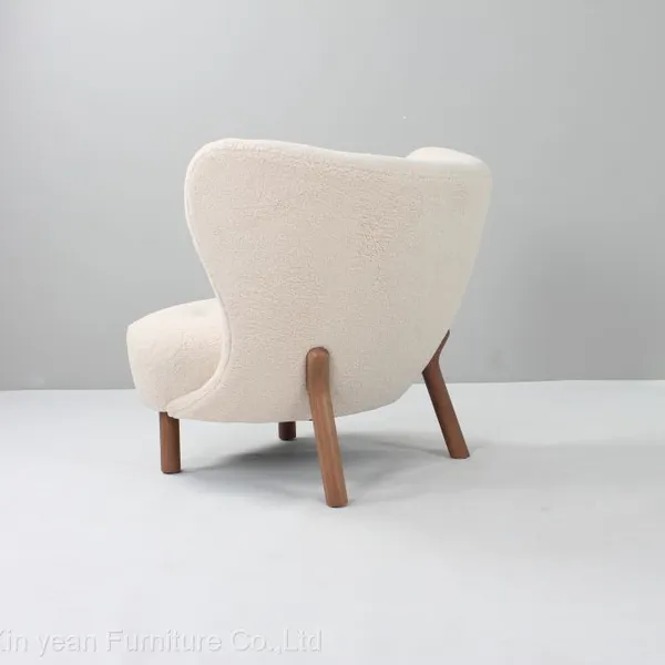 2022 the Most Popular and Comfortable Petra Chair in Sheepskin Covering High End Wood Furniture Chairs photo-3