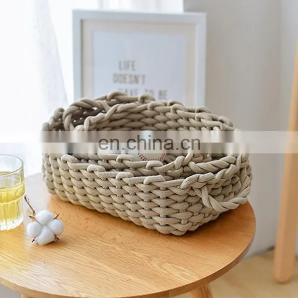 Top Selling Cotton Rope Basket Wholesale 100% Handmade Customized Natural Sundries Storage Basket photo-4