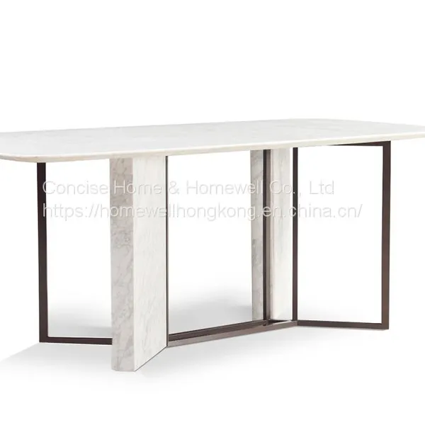 Concise Home Fty Direct Sale Luxury Table DT1701-24 Natural Marble Top With Steel Frame Dining Table