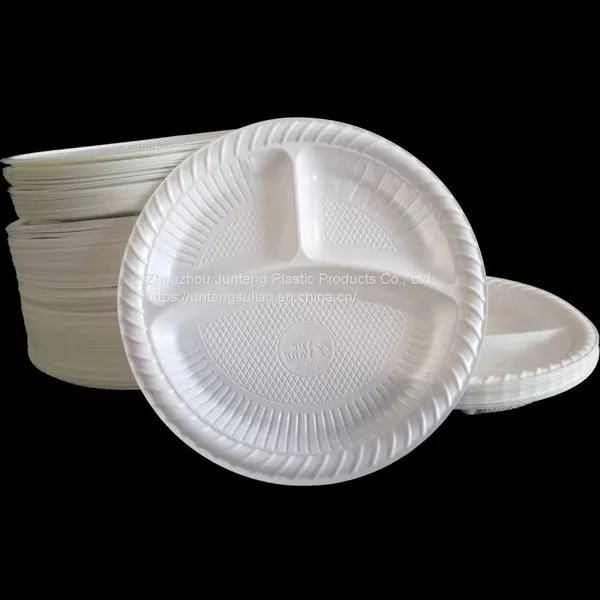 Wholesales 10 Inch 3-Compostable Round PP Plastic Plates Disposable Dinner White Party Dish photo-2