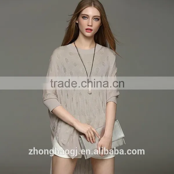 Lastest Fashion Ladies Linen Hollow Batwing Sleeve Summer Sweater With Best Price photo-6