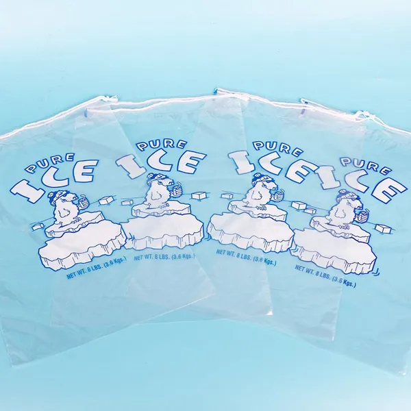 Transparent Poly LDPE Durable Food Grade Plastic Ice Bags for Ice Cube Packing Storage With Printing photo-3