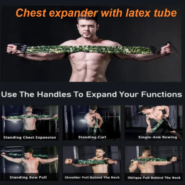 Chest Expander, Natural Latex 3-Hole Resistance Bands With Handles & Foot Cover | High Elasticity Tear Resistant | Full Body Workout for Men Home Gym photo-3