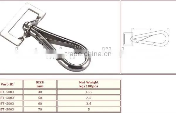 Nickle Plated Smplex Hook With Swivel Square Eye Bolt Snap Hook With Nose Ring photo-3