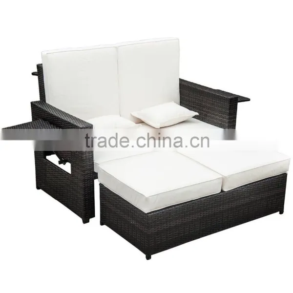 Outdoor Wicker Rattan Reclining Love Chair Seats photo-2