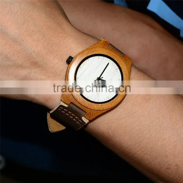 Top Quality Luxury Bamboo Wood Watch With Cow Leahter Strap Quartz Analog Men Wooden Wristwatch Relogio Feminino Clock photo-6