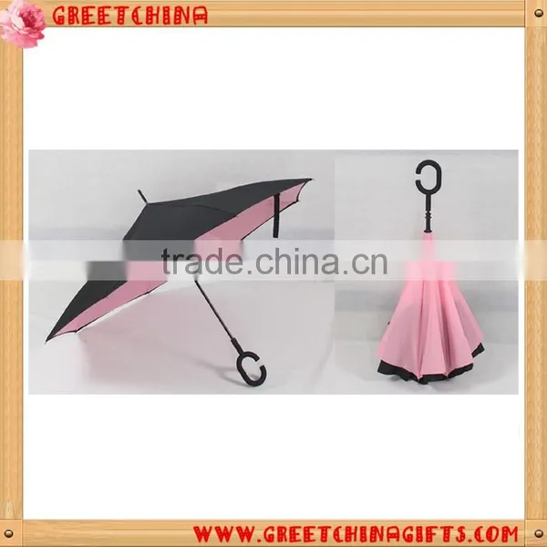 Windproof C-holder Double Layer Upside Down Reverse Umbrella for Car Quality Choice photo-3