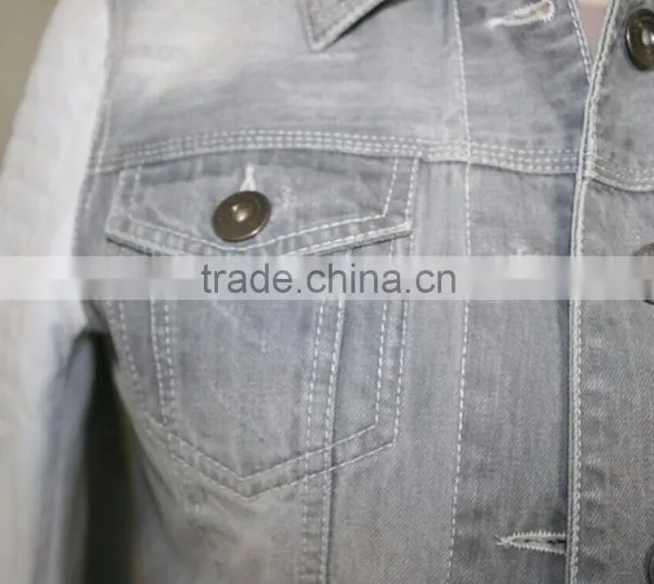 Women Jeans Jacket With White PU Jacket 2016 New photo-6