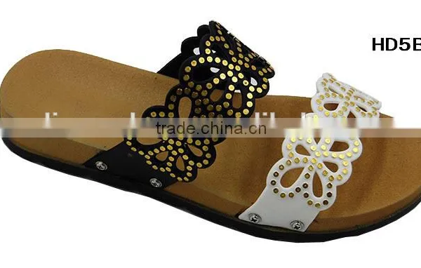 2016 Durable Ladies New Design Flat PCU Blowing Two Strap Slide Sandal Slippers photo-4