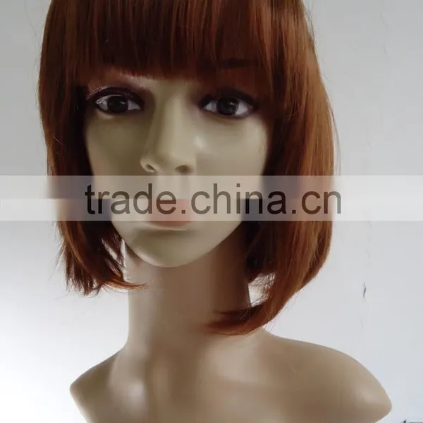 Female Short Straight Bob Wig Red Color Heat Resistant Fiber Realistic Wig African American Wig For Black Women photo-2