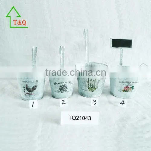 Shabby Chic 4 Flower Herb Metal Plant Pot Planters Garden Kitchen Gift photo-2