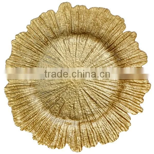 Wholesale Hot Events Decoration and Rental Orange Glass Wedding Charger Plate