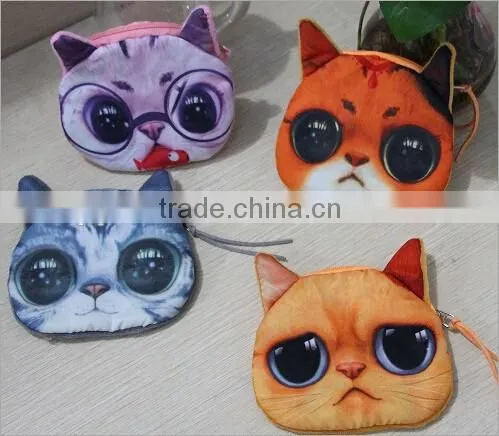 Cat Face Design Fashion 3D Cat Face Pattern Hand Bag Women Coin Purse