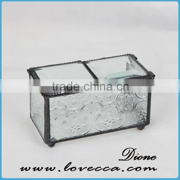 Glass and Brass Modern Organizer Container Bin , Typography Office Trinket Tray photo-3