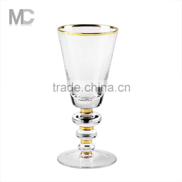 Wholesale Handmade Clear Wine Glass With Gold Sliver Rim photo-3