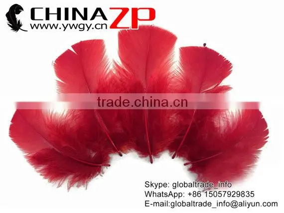 Wholesale Plume ZPDECOR Crafts Factory Colorful Dyed Burgundy Turkey Flat T-Base Body Plumage Feathers for Decorations photo-2