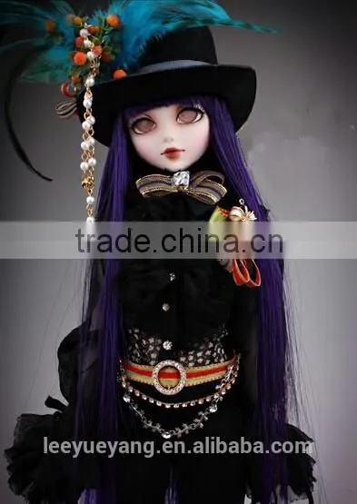 Heat Resistant Straight Dark Purple 1/4 Bjd Doll Wigs photo-3