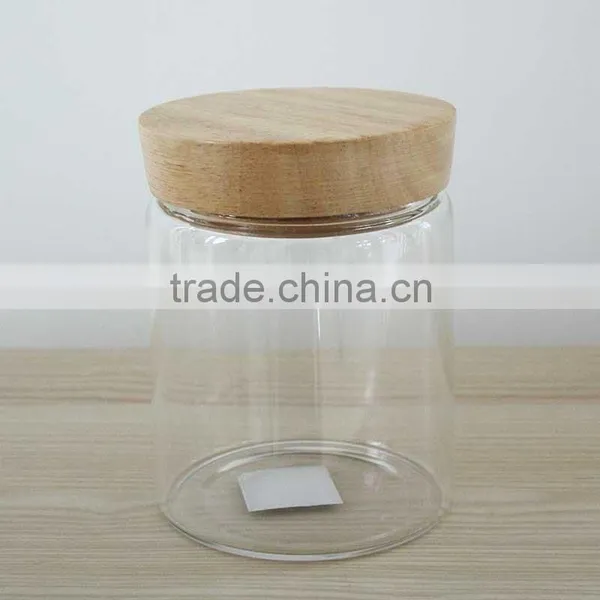 Wholesale 500ml Glass Storage Jar With Wooden Lid Handmade Heat Resistant Glassware N6310 photo-6