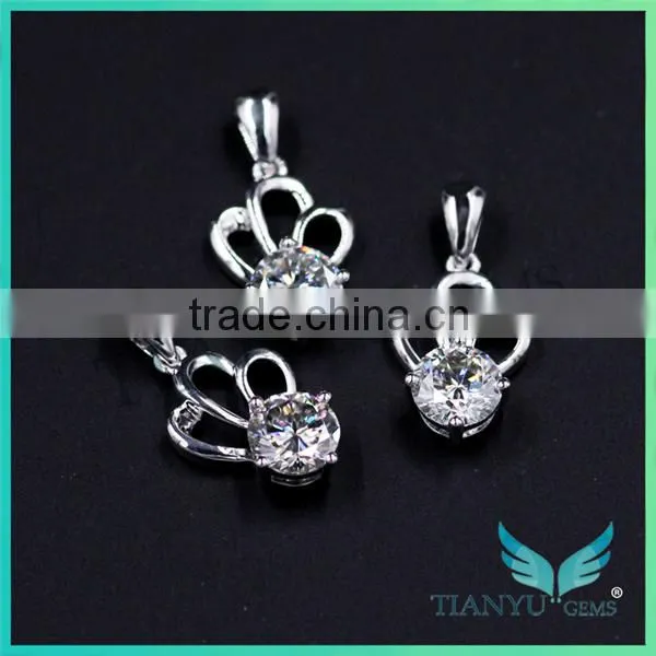 24K Gold 1 Carat White Round Billiant Cut Moissanite Diamond Pendants Charms for Necklaces photo-5