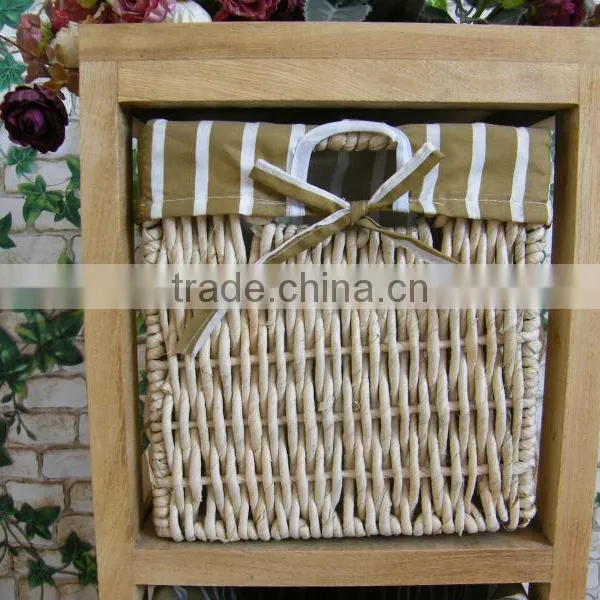European Style Woven Baskets Cabinets Wooden Home Decorative Furniture photo-5