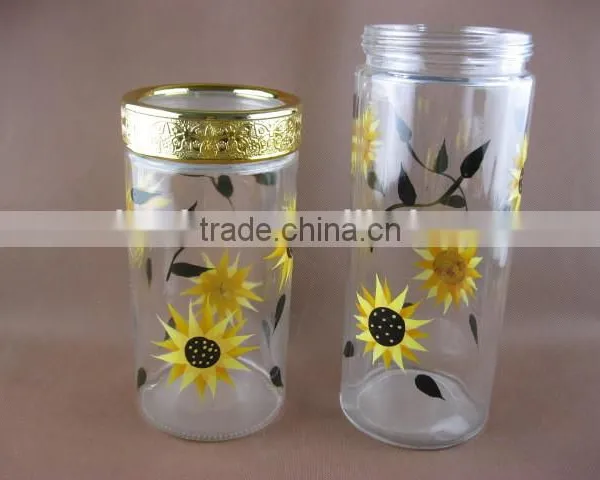 Glass Cookie Jar With Printing Sun Flower photo-5