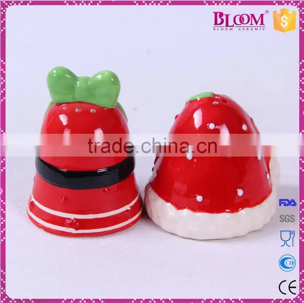 Christmas Bell Desgin Ceramic Salt Pepper Shaker photo-3