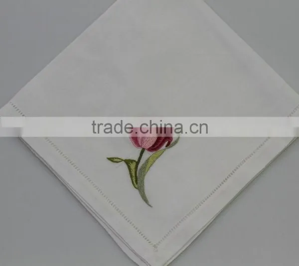 Luxurious 100% Cotton Embroidered Table Napkins With Hemstitch, Set of 6, Various Designs photo-2