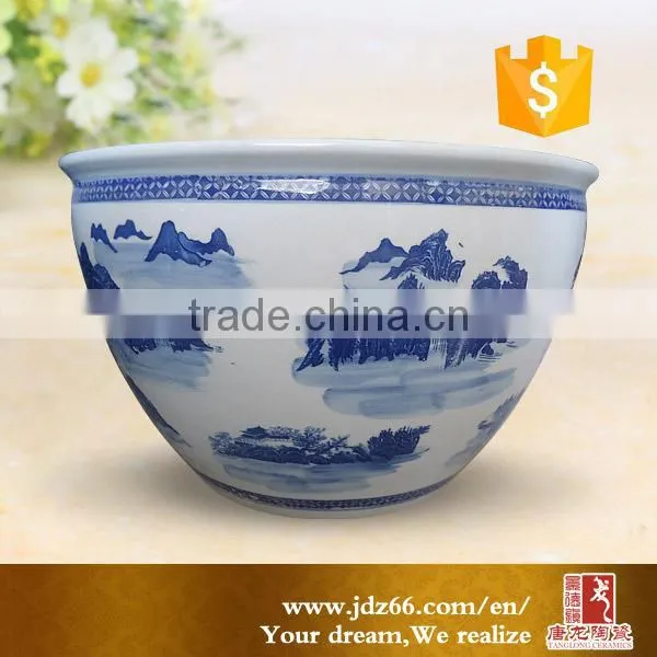 Blue and White Ceramic Flower Pot photo-2
